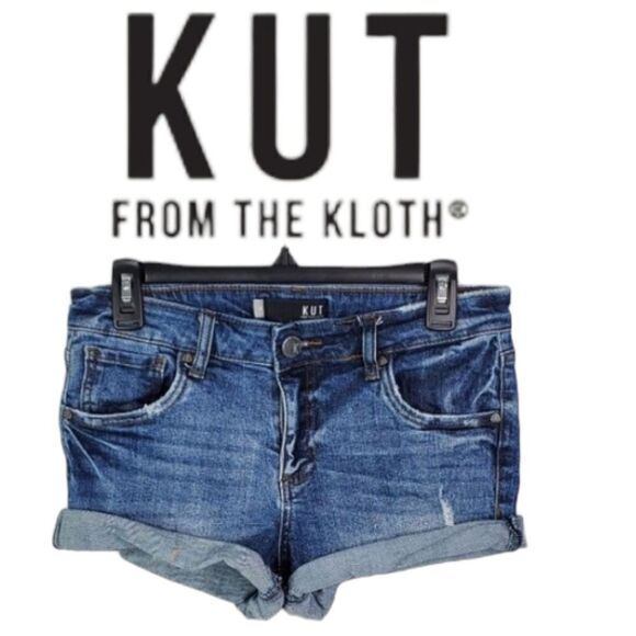 Kut From The Kloth Gidget Fray Short Denim Shorts SZ 4 - Picture 1 of 11